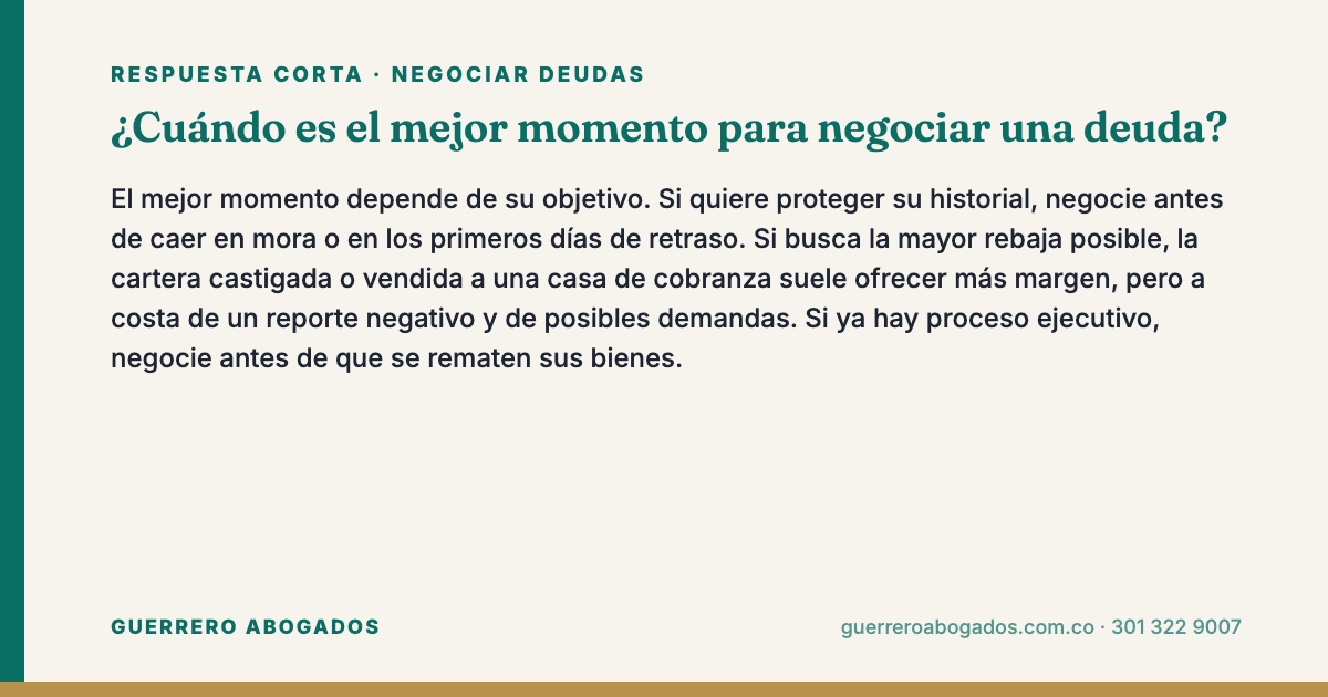 cuándo negociar una deuda – respuesta corta
