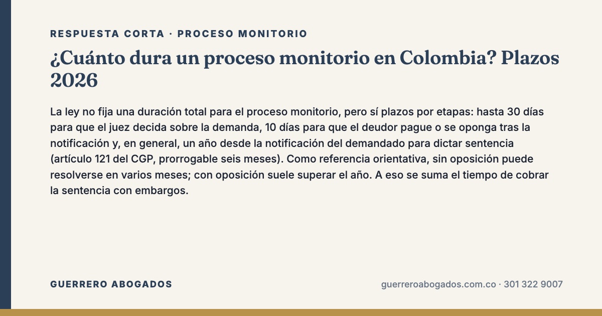 cuánto dura un proceso monitorio – respuesta corta