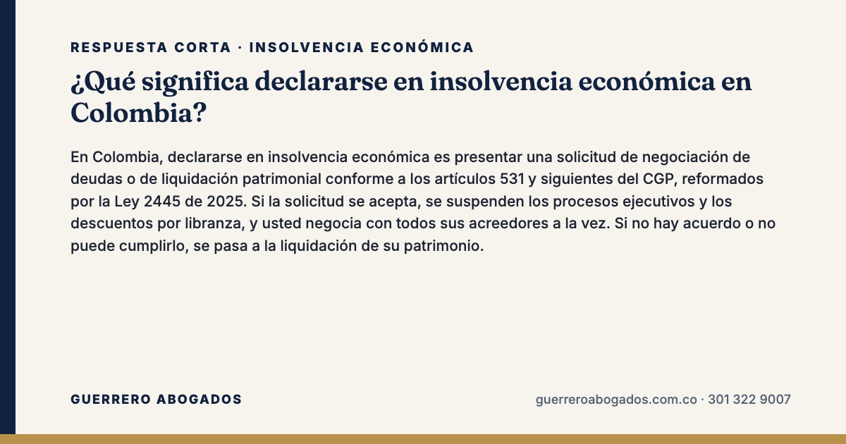 declararse en insolvencia económica – respuesta corta